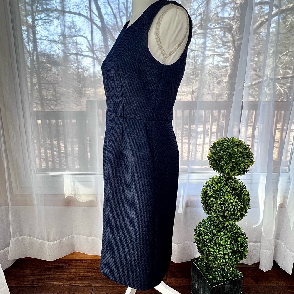 J.CREW Portfolio Dress Navy Blue Textured Sheath Size 6 - Picture 8 of 14